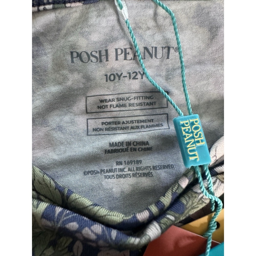NWT Posh Peanut Country Blue Floral Long Sleeve Pajama Set Girls 10 12 Bamboo - Picture 6 of 8